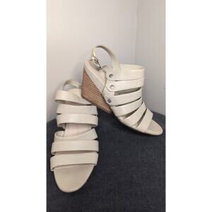 Naya Lassie Ivory Leather Strappy Wedge Sandals Size 7.5 Comfort